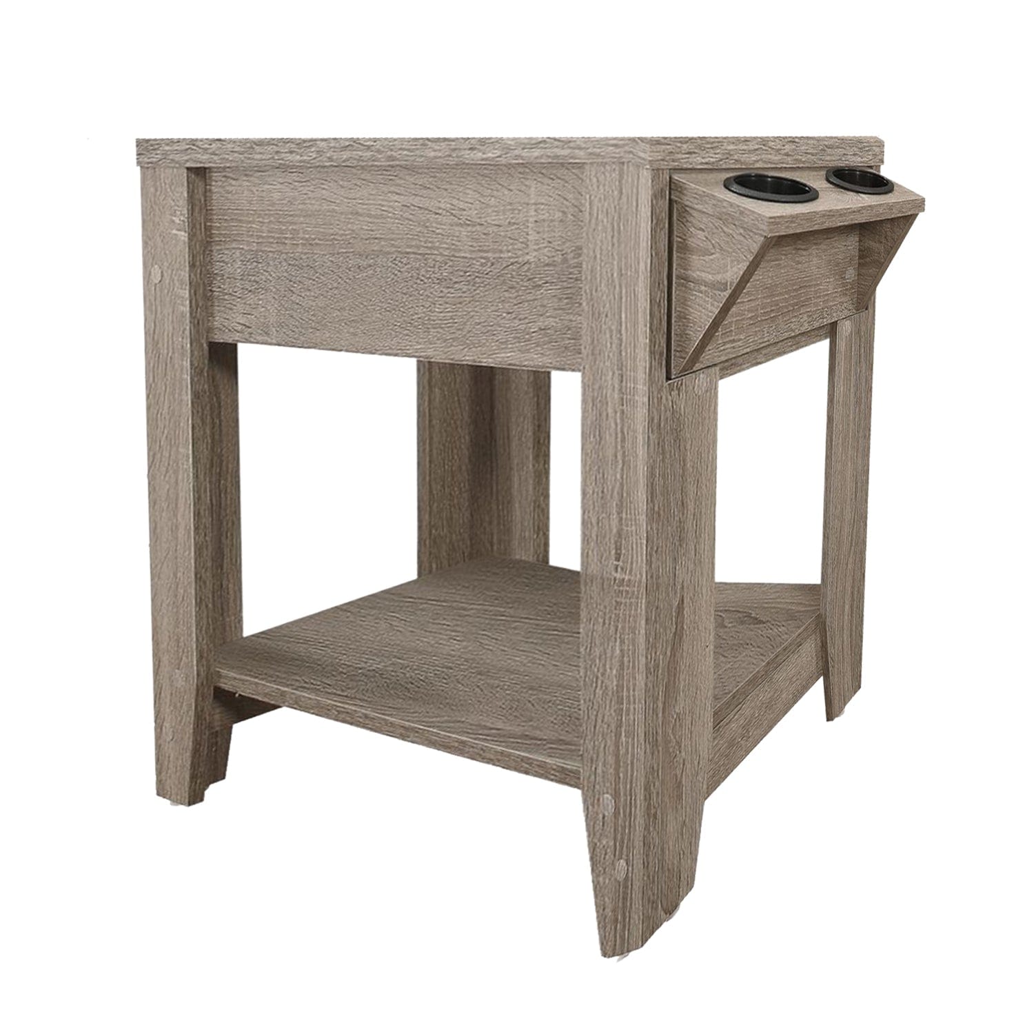 Taupe End Table With Shelf and Drawer