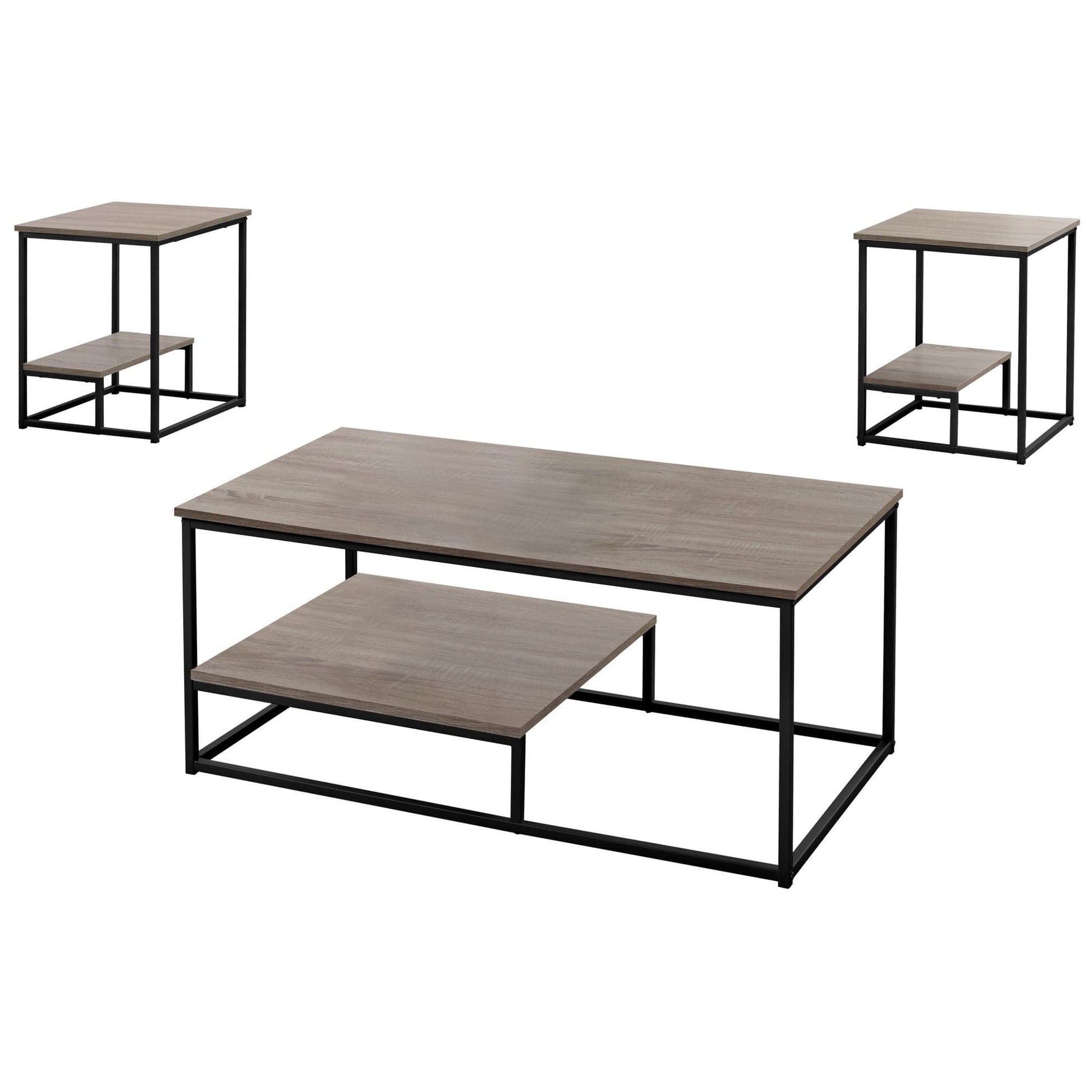 Taupe Table Set with Black Metal Accents