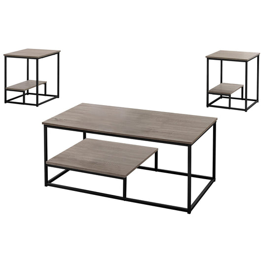 Taupe Table Set with Black Metal Accents