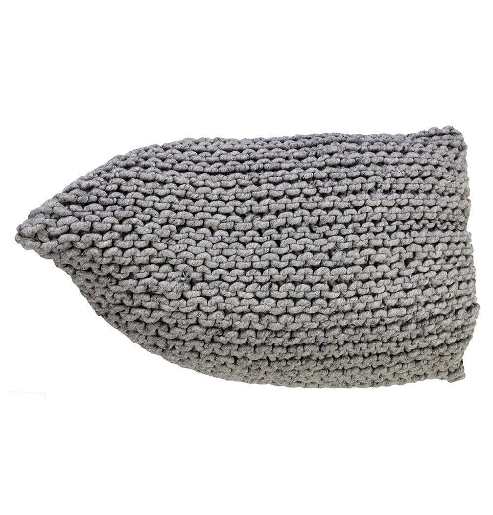 Handmade Knitted Woolen Beanbag | Natural Grey