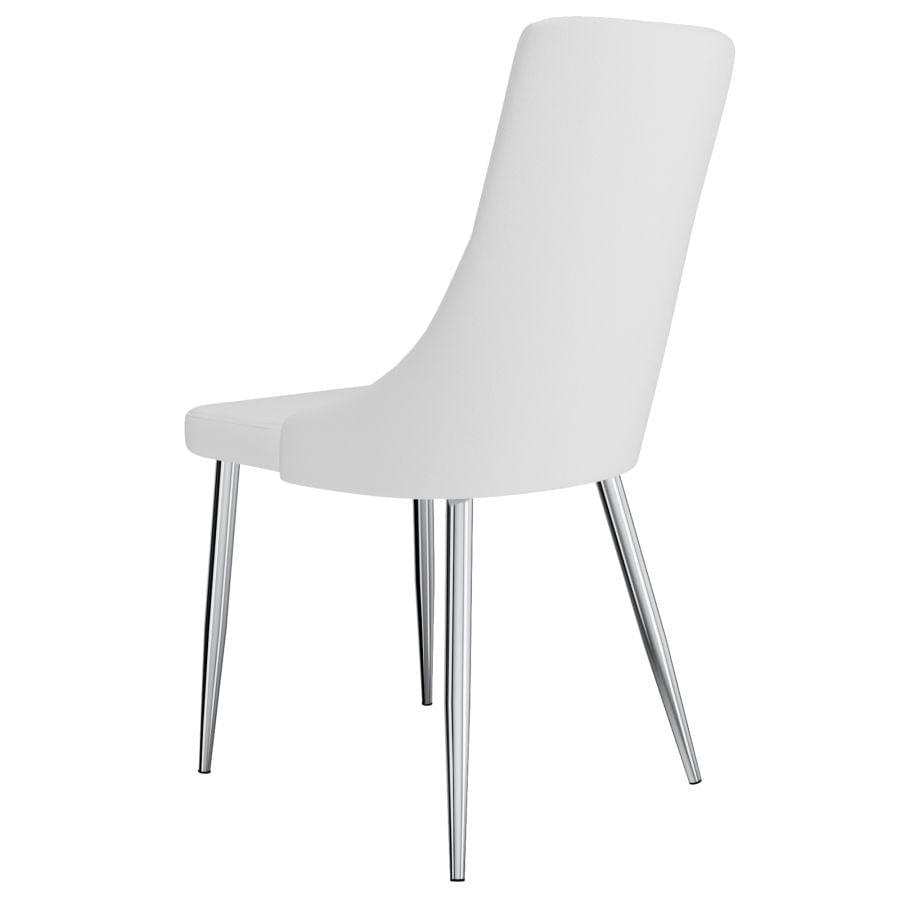 Rocca/Devo 5pc Dining Set in Walnut with White Chair - Henderson Furniture Plus