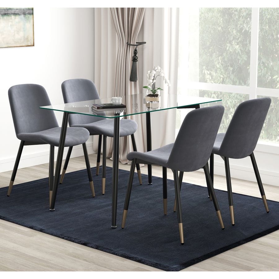 Abbot/Gabi 5pc Dining Set in Black with Grey Chair - Henderson Furniture Plus