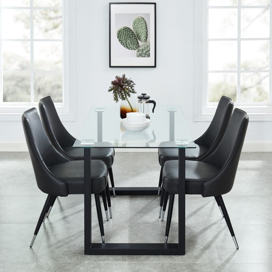 Franco/Silvano 5pc Dining Set in Black with Vintage Grey Chair - Henderson Furniture Plus