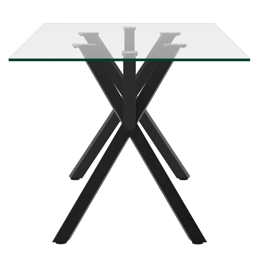 Stark/Bianca 7pc Dining Set in Black with Black & Beige Chair - Henderson Furniture Plus