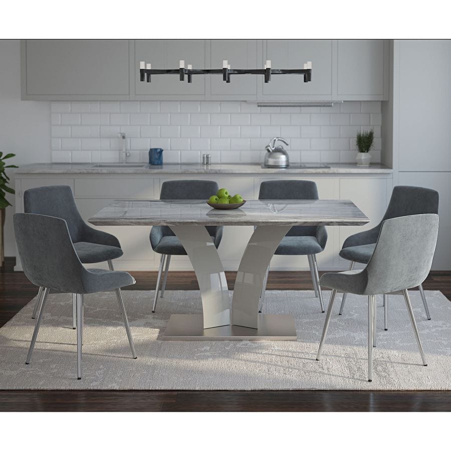 Napoli/Cassidy 7pc Dining Set in Grey with Grey Chairs - Henderson Furniture Plus