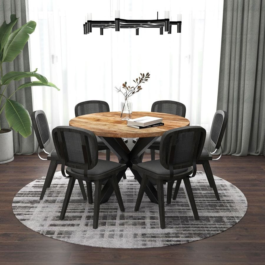 Arhan/Aster 7pc Dining Set in Natural with Charcoal Chair