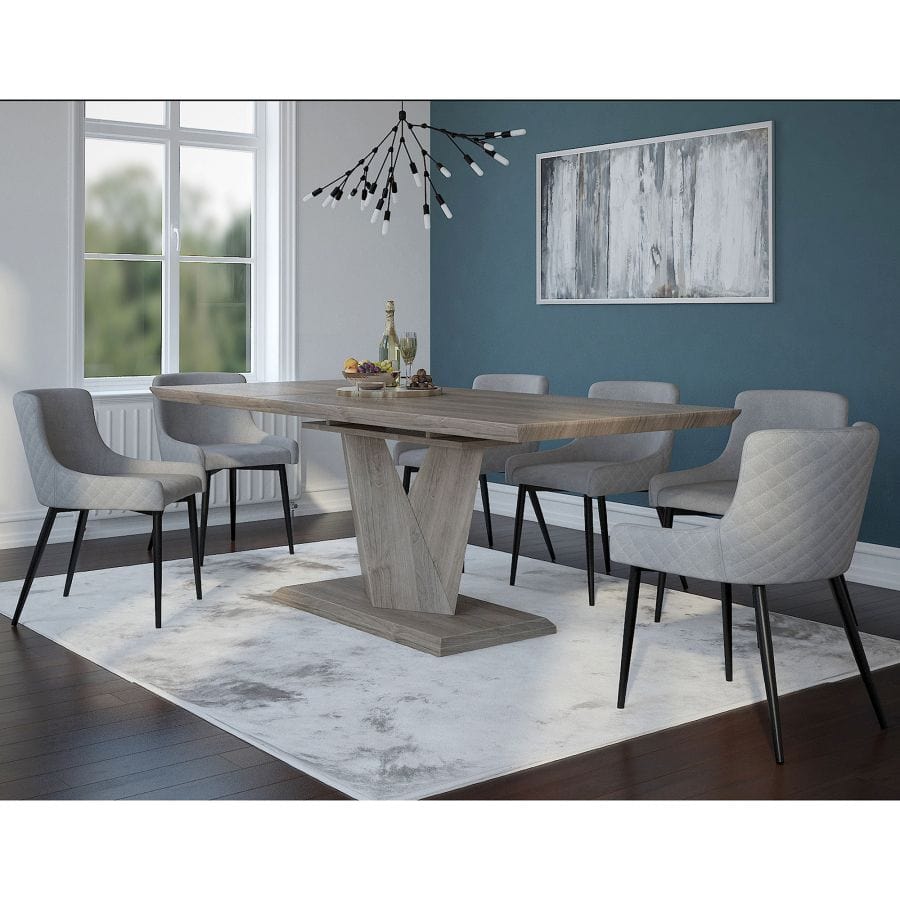 Eclipse/Bianca 7pc Dining Set in Oak with Black & Grey Chairs - Henderson Furniture Plus