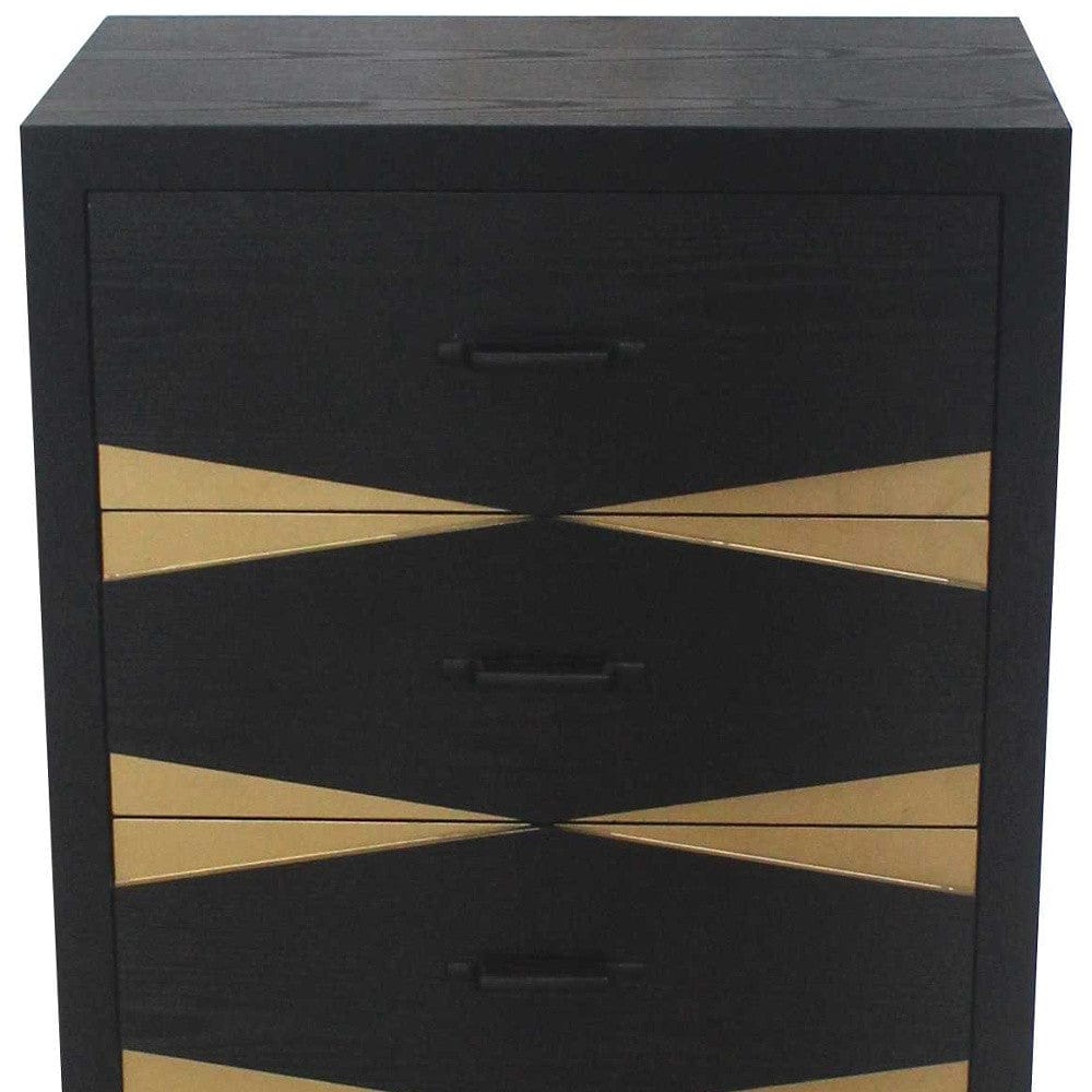 Black & Gold 4 Drawer Side Table
