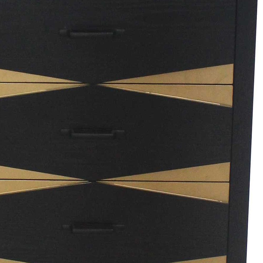Black & Gold 4 Drawer Side Table