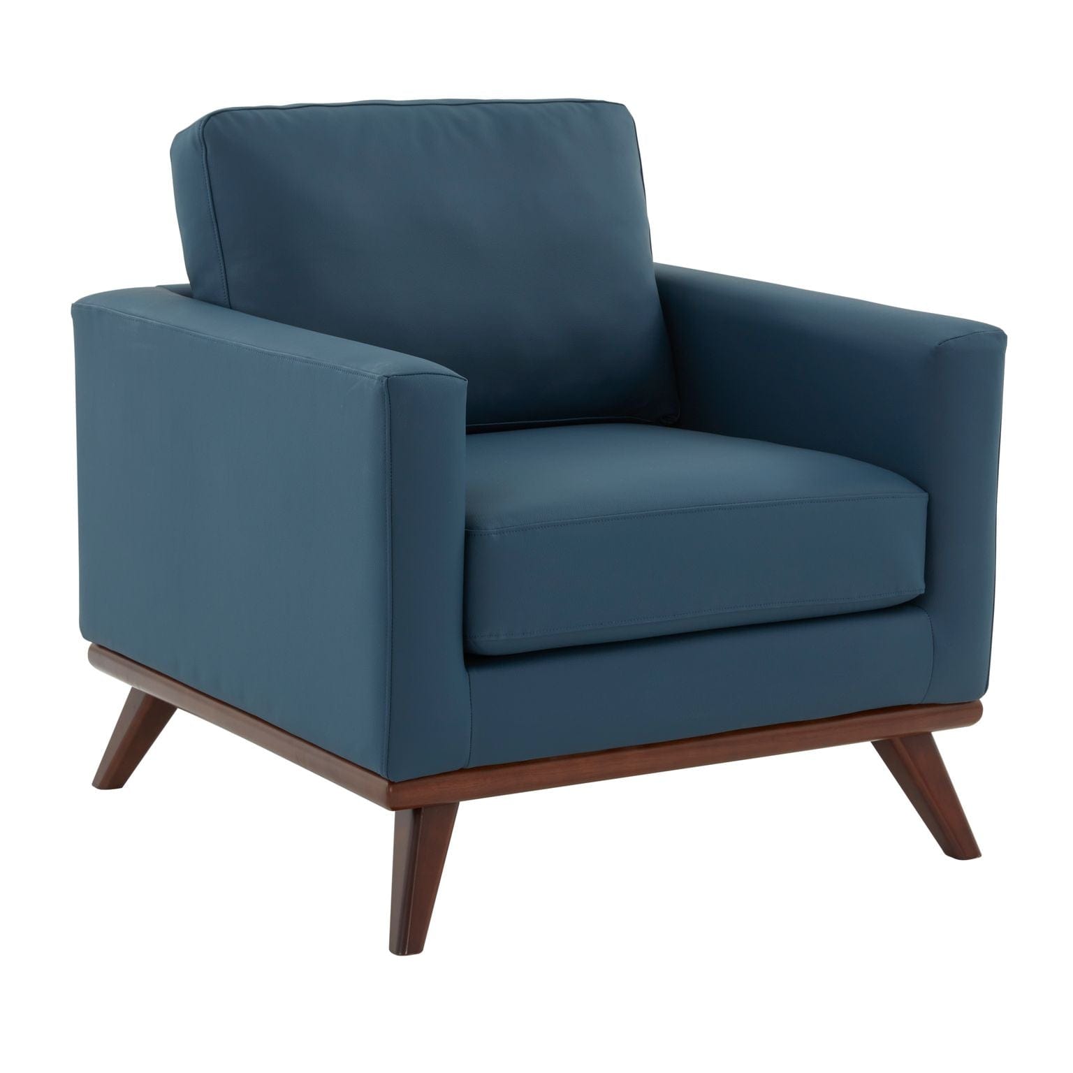 LeisureMod Chester Modern Leather Armchair - Navy Blue