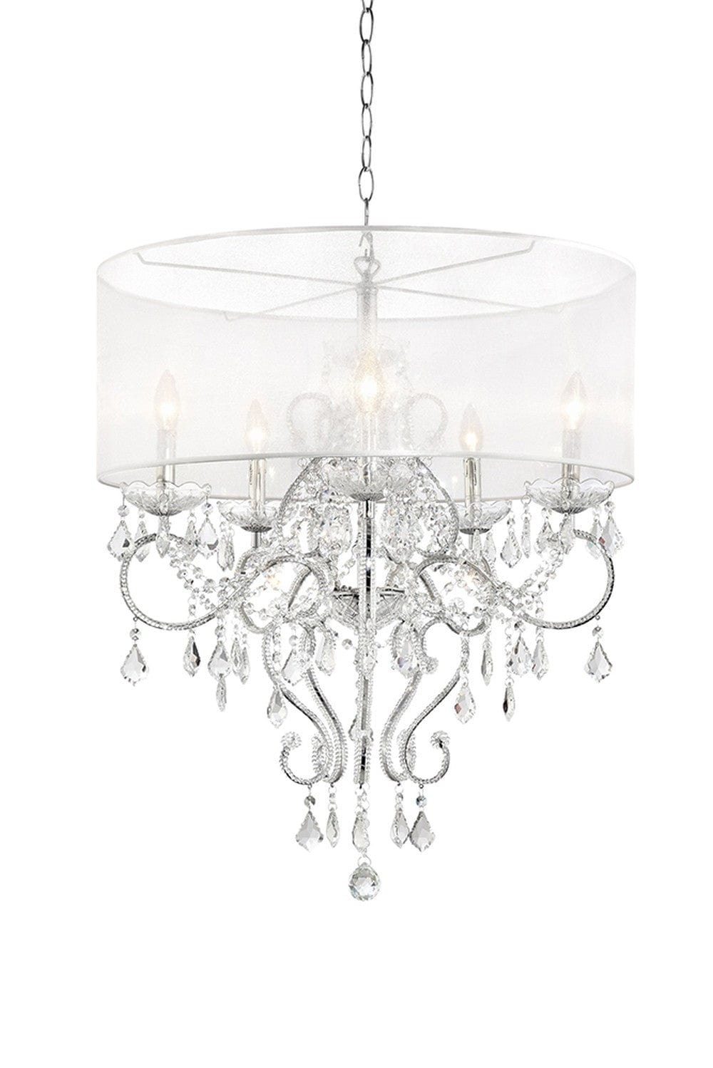 Glam Silver Faux Crystal Hanging Chandelier With See throughout Shade