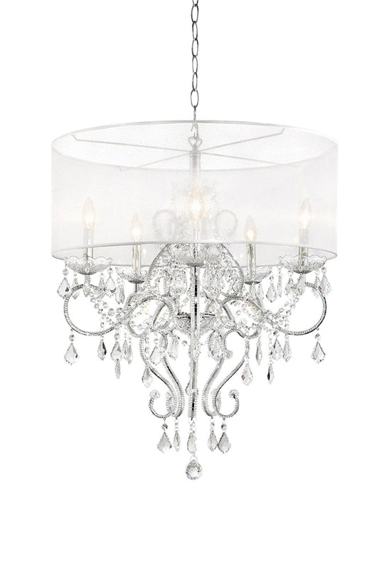 Glam Silver Faux Crystal Hanging Chandelier With See throughout Shade