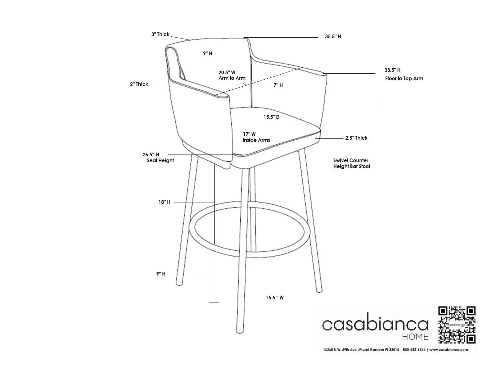 CB-951WHB | Suzzie Counter Height Bar Stool White