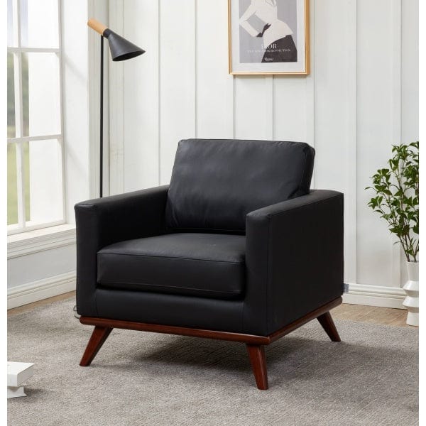 LeisureMod Chester Modern Leather Armchair - Black