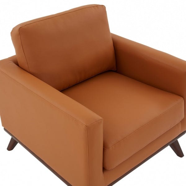LeisureMod Chester Modern Leather Armchair - Cognac Tan