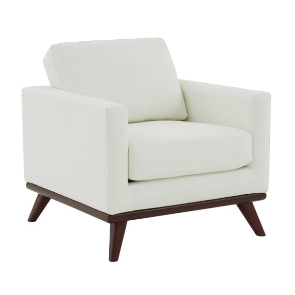 LeisureMod Chester Modern Leather Armchair - White