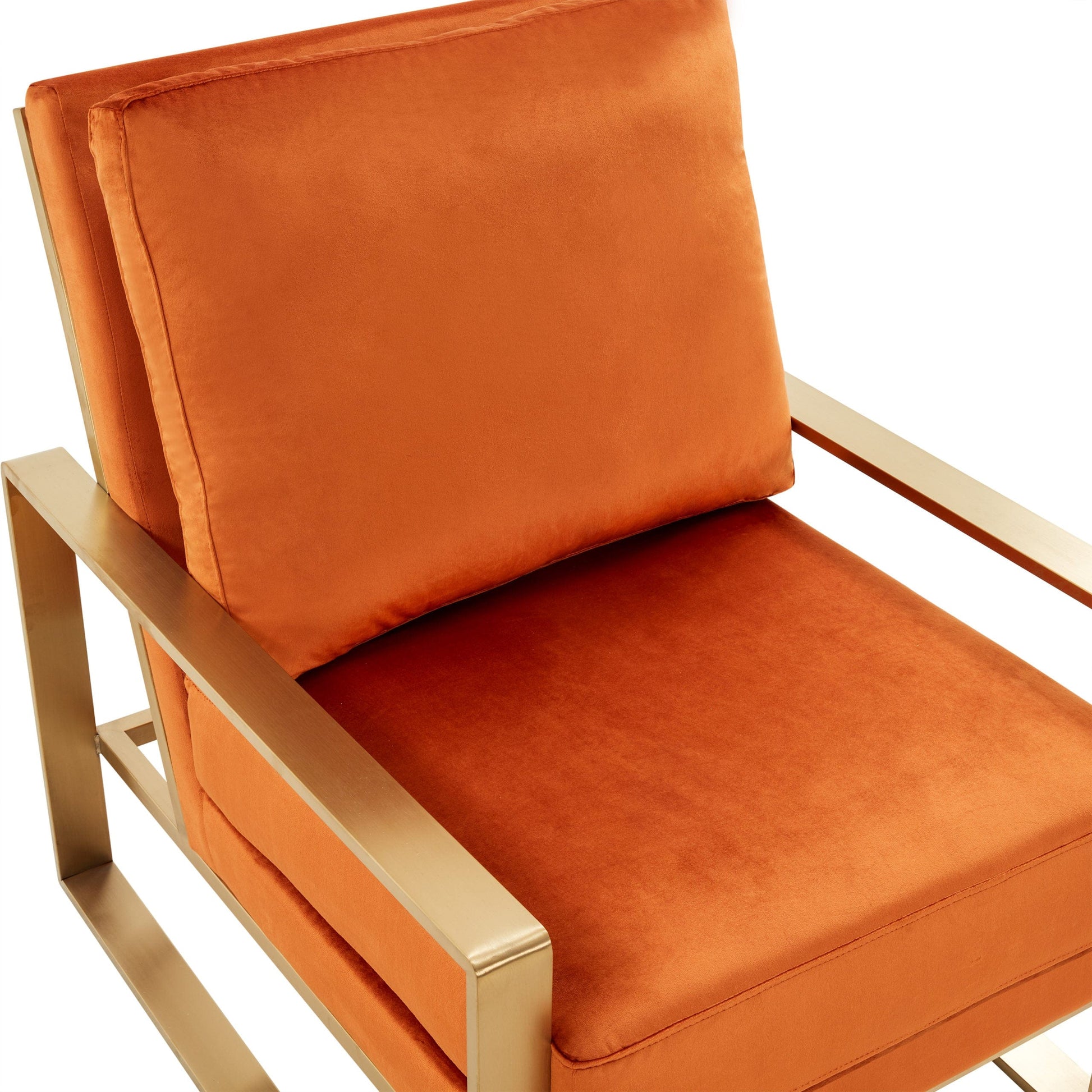 LeisureMod Jefferson Velvet Armchair - Orange Marmalade 
