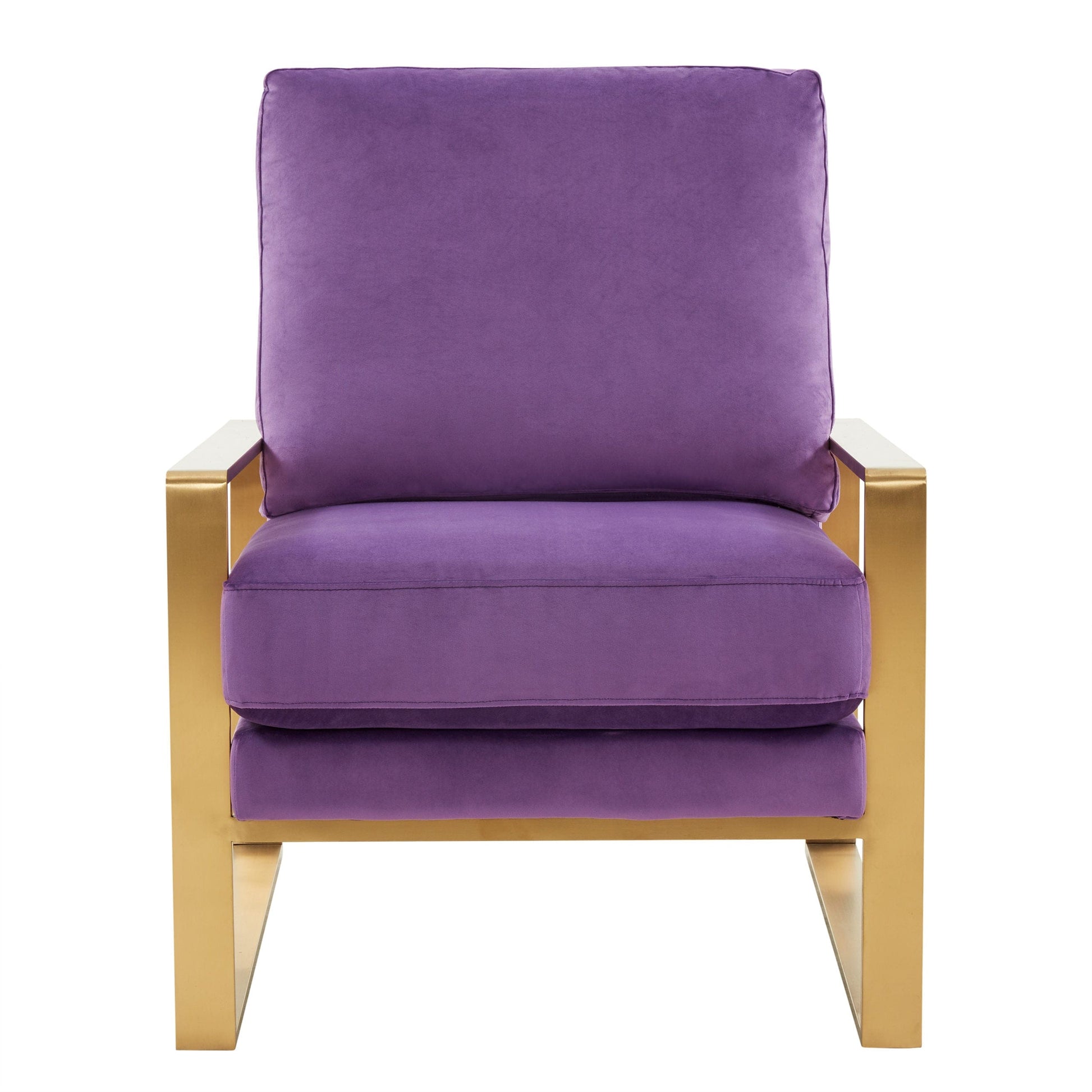 LeisureMod Jefferson Velvet Accent Armchair - Purple