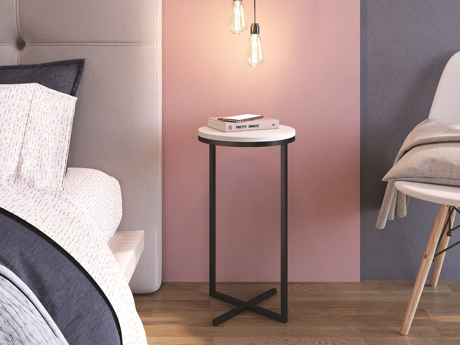 Rosy End Table White