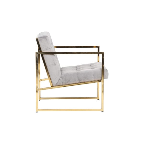 LeisureMod Lexington Tufted Velvet Armchair - Gold Frame