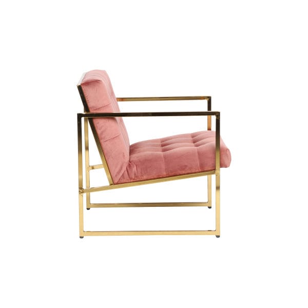 LeisureMod Lexington Tufted Velvet Armchair - Gold Frame