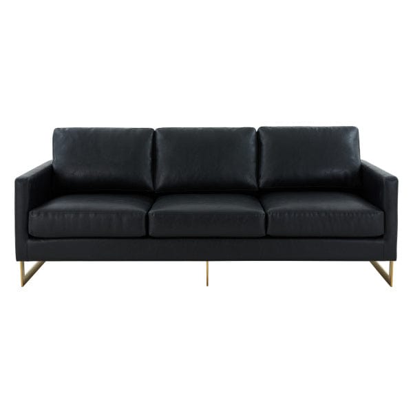 LeisureMod Lincoln Leather Sofa - Gold Frame