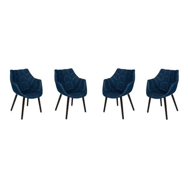 LeisureMod Milburn Tufted Denim Lounge Chair -  Set of 4
