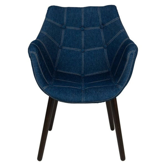 LeisureMod Milburn Tufted Denim Lounge Chair -  Set of 4