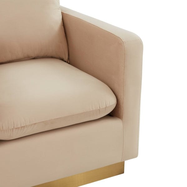 LeisureMod Nervo Velvet Armchair - Gold Frame