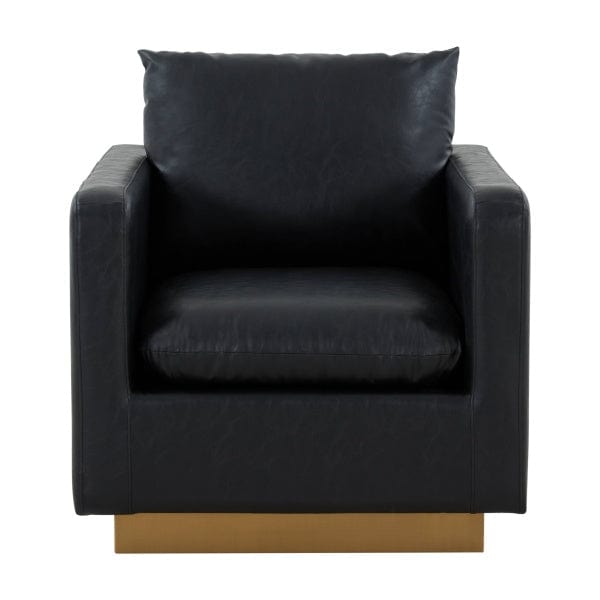 LeisureMod Nervo Leather Armchair - Gold Frame