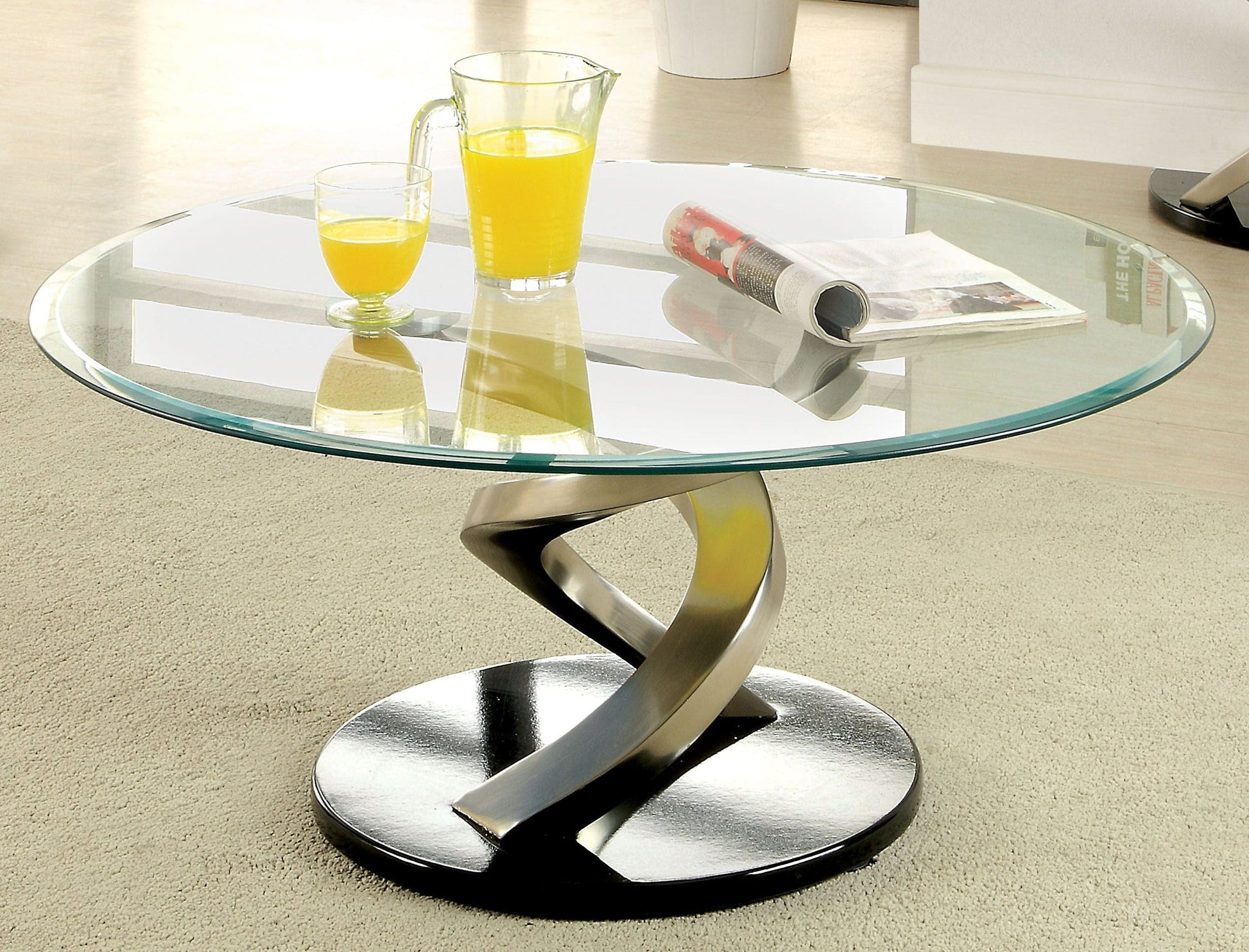 Palomina Contemporary Glass Top Coffee Table
