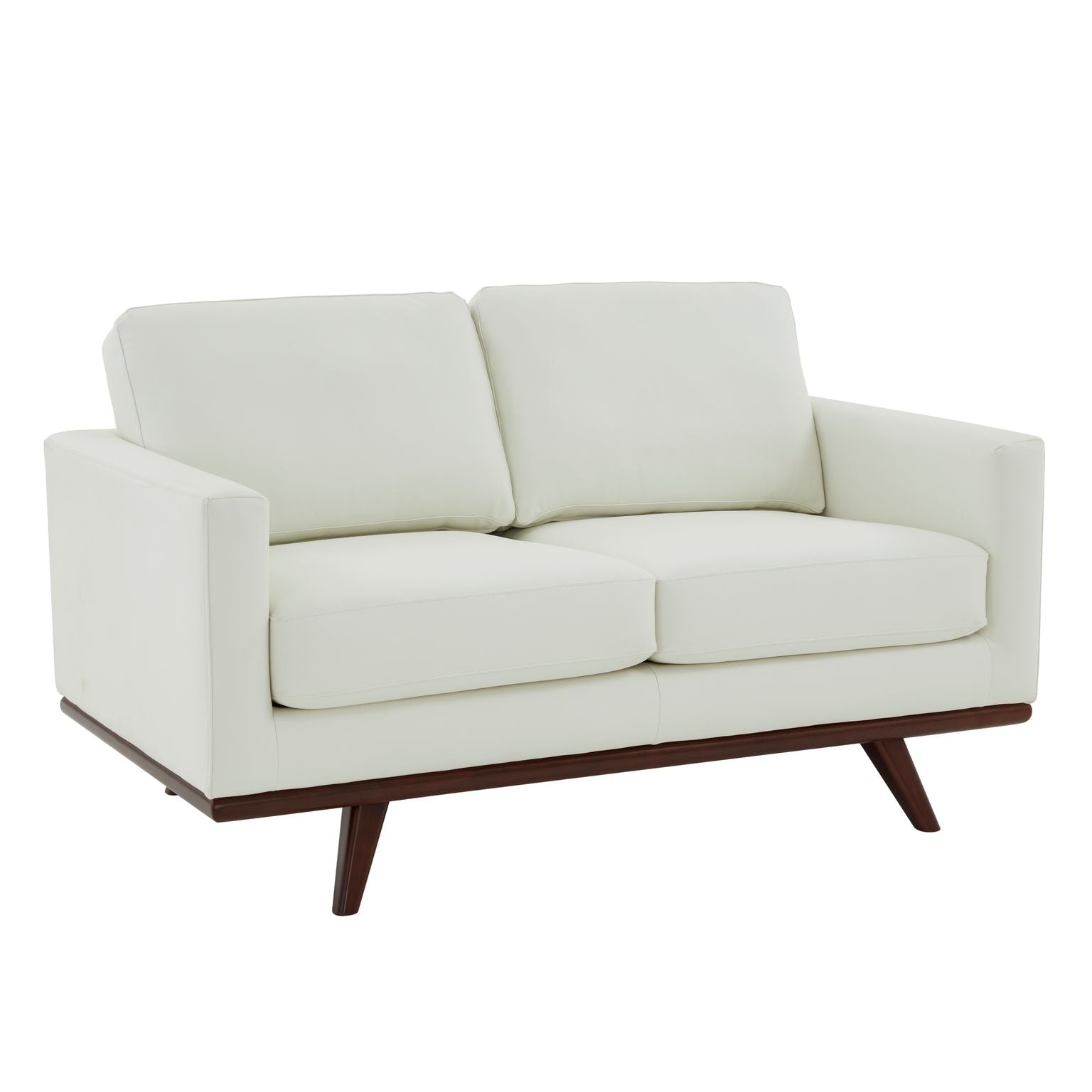 LeisureMod Chester Leather Loveseat - White