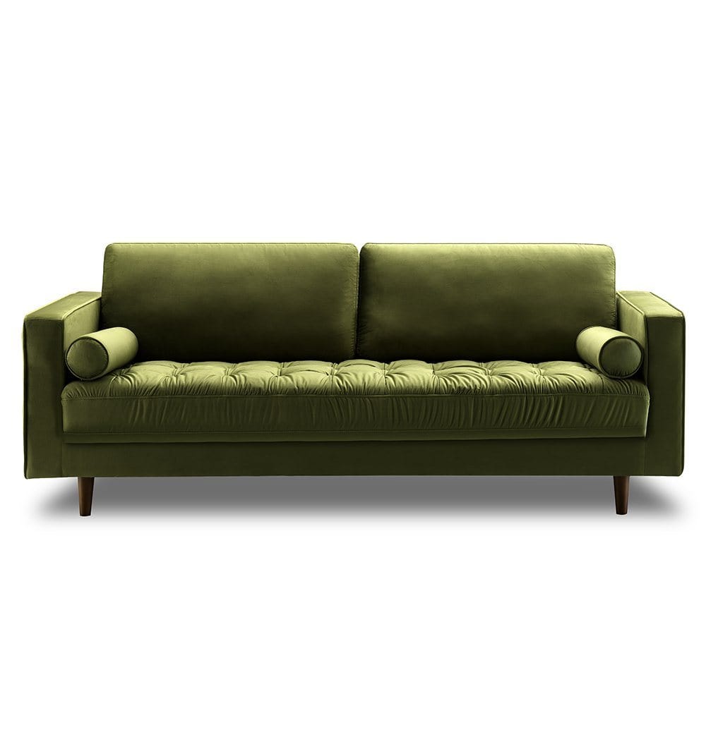 Bente Tufted Velvet 3-Seater Sofa - Green
