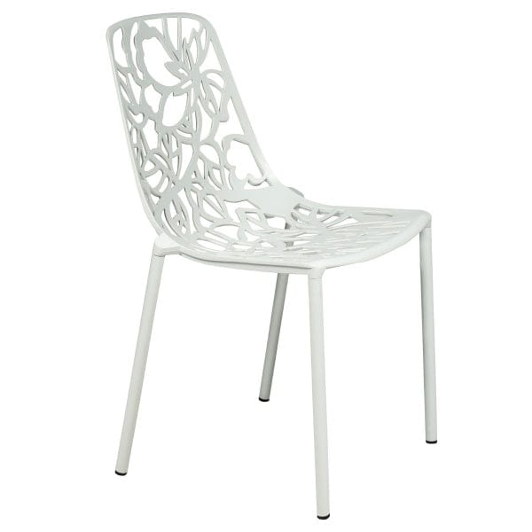 LeisureMod Devon Flower Design Outdoor Dining Chair - 4