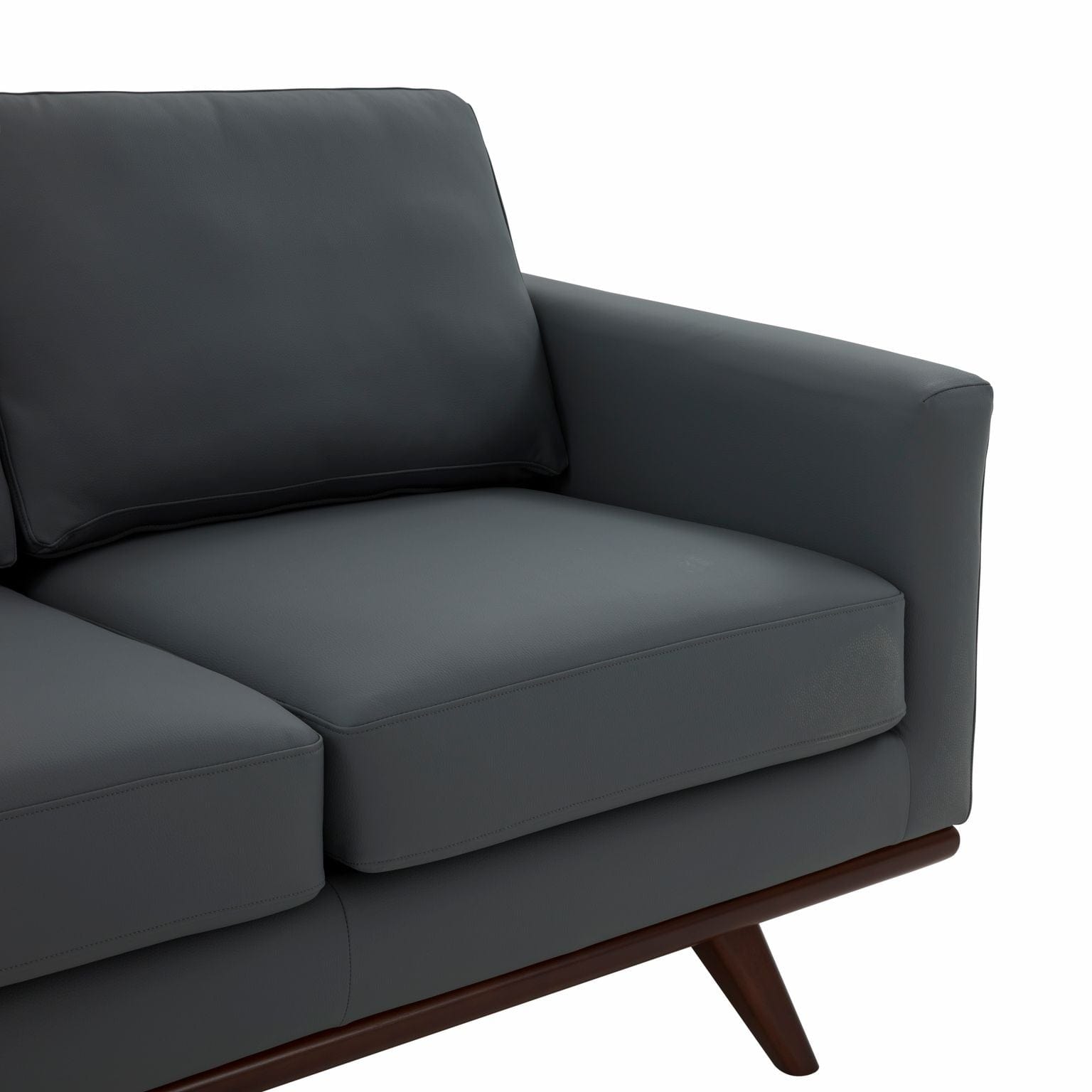 LeisureMod Chester Leather Loveseat - Grey