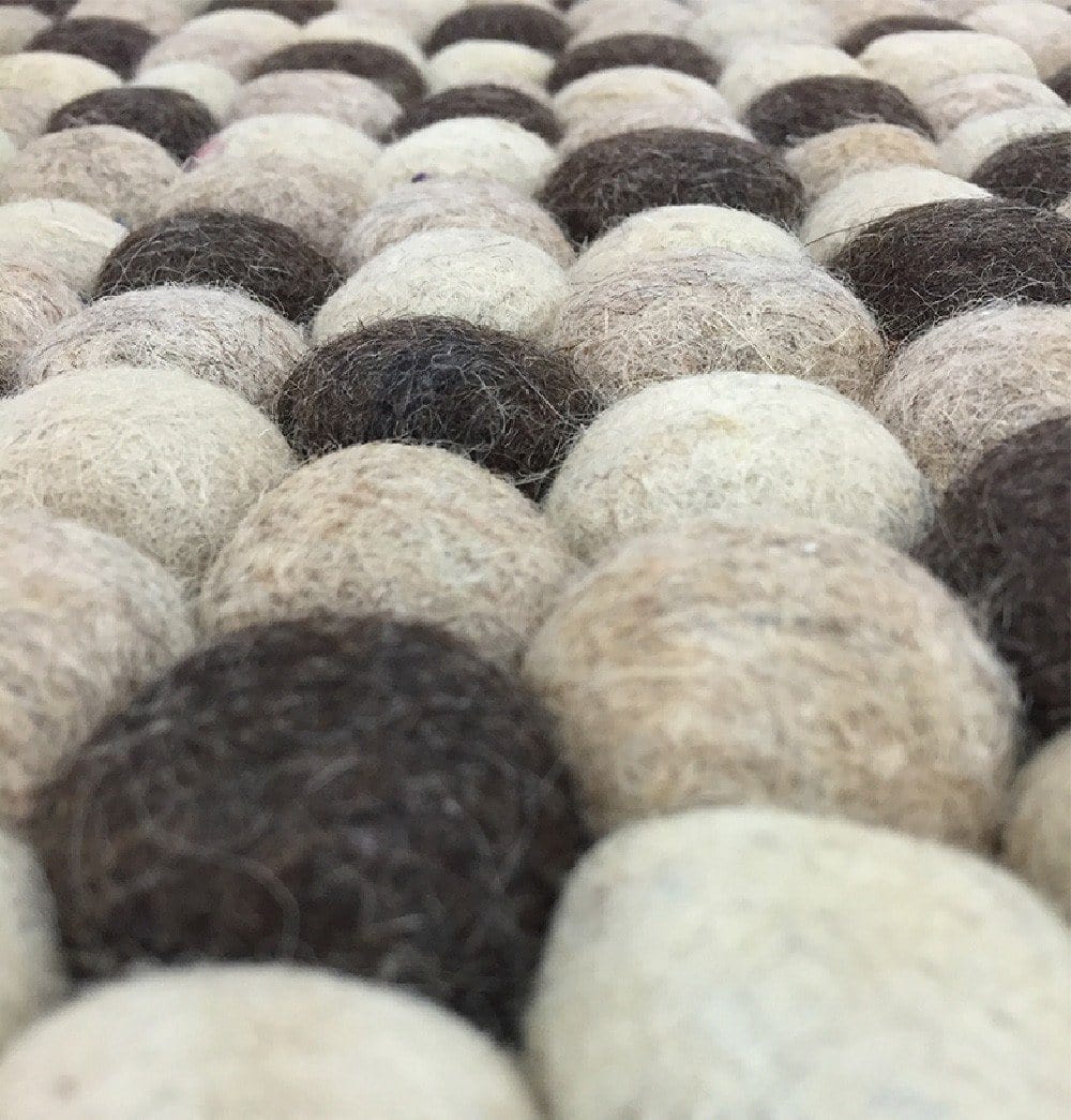 Handmade Woolen Pebble Pouf | Brown Natural